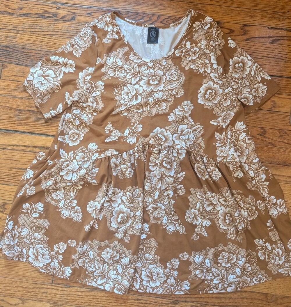 Agnes & Dora Babydoll Beige Tunic Shirt Women's XXL Top